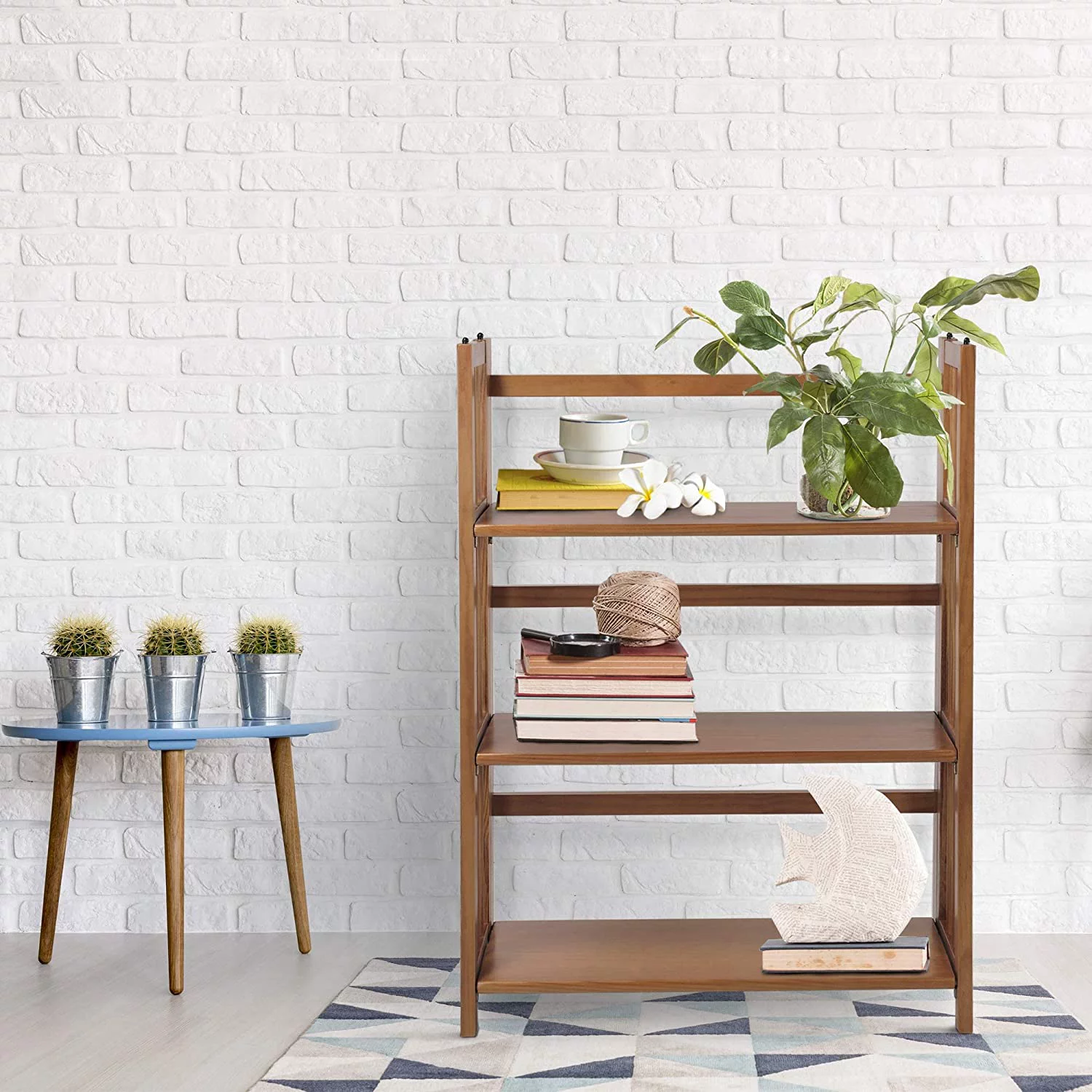 3 Shelf Folding Stackable Bookcase, 27.5