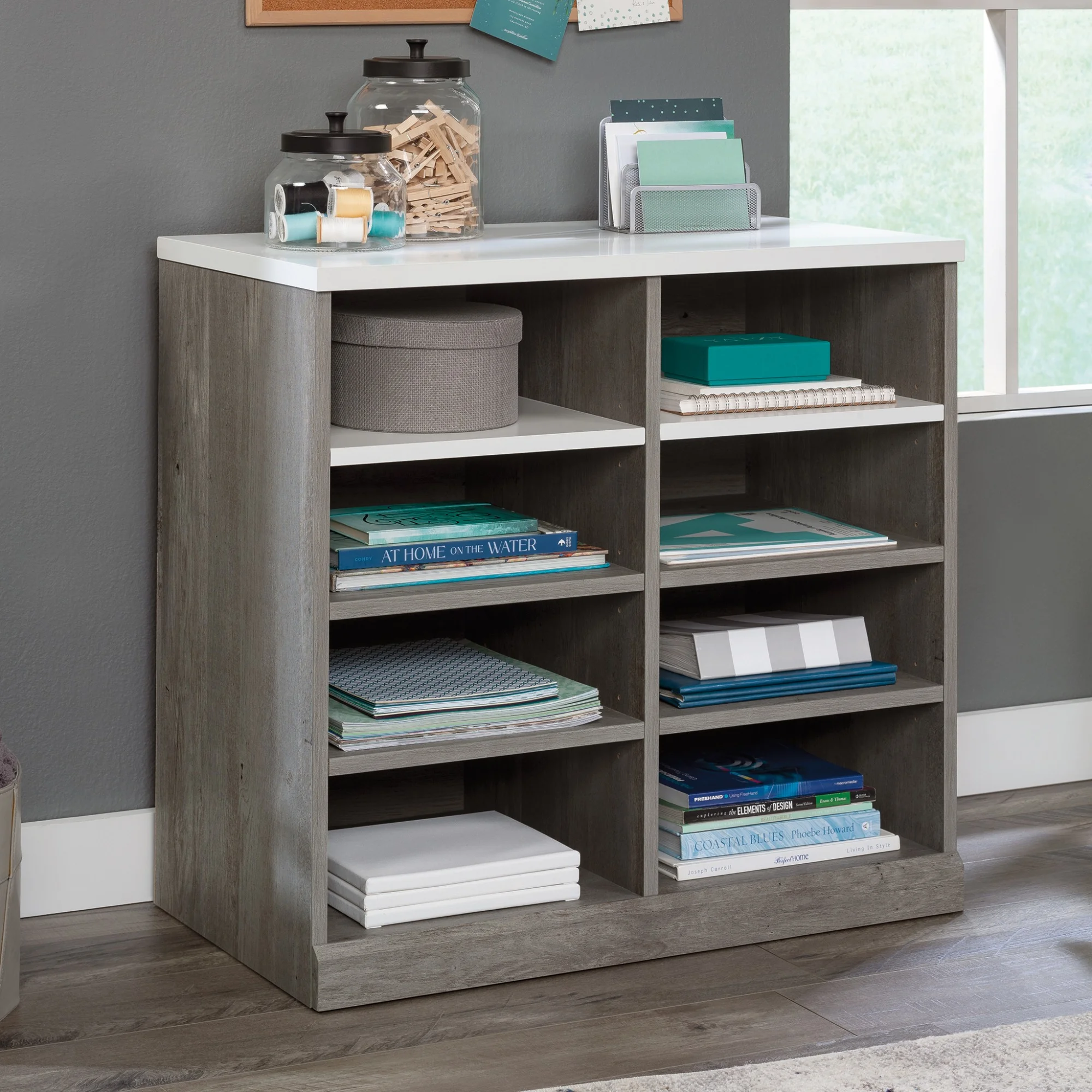 Sauder Craft Pro Series ® Craft/Sewing Cubby Cabinet in Mystic Oak