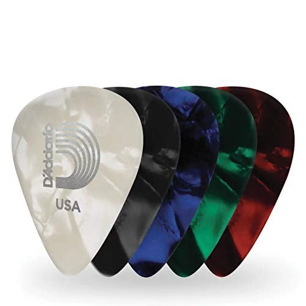 D'Addario Assorted Pearl Celluloid Guitar Picks, 25 pack, Heavy