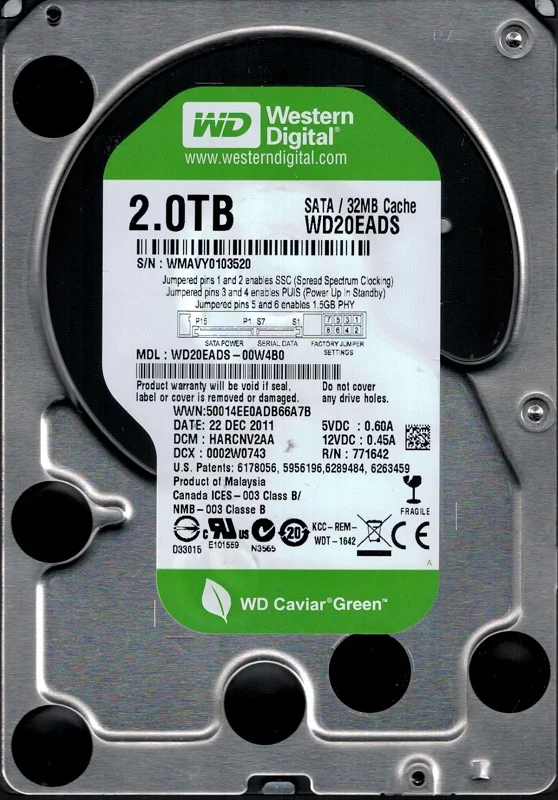 Western Digital WD20EADS-00W4B0 2TB DCM: HARCNV2AA