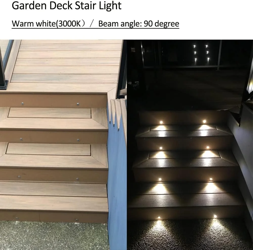 Aluminum Recessed LED Lights Kit 16 Pack, Φ1.02 inch/26mm Outdoor Deck Stair Lights 12V Low Voltage Waterproof Landscape Lighting 3000K Warm White for Wall Deck Steps Walkway Driveway Backyard