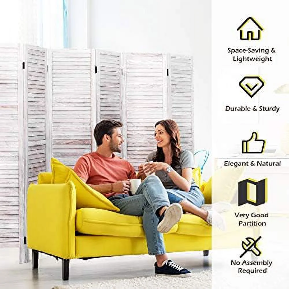 FDSHOIYN 6 Panel Wood Room Divider  5.6 Ft Tall Oriential Folding Freestanding Partition Privicy Room Dividers Screen for Home  Office  Restaurant  Bedroom (Brown)