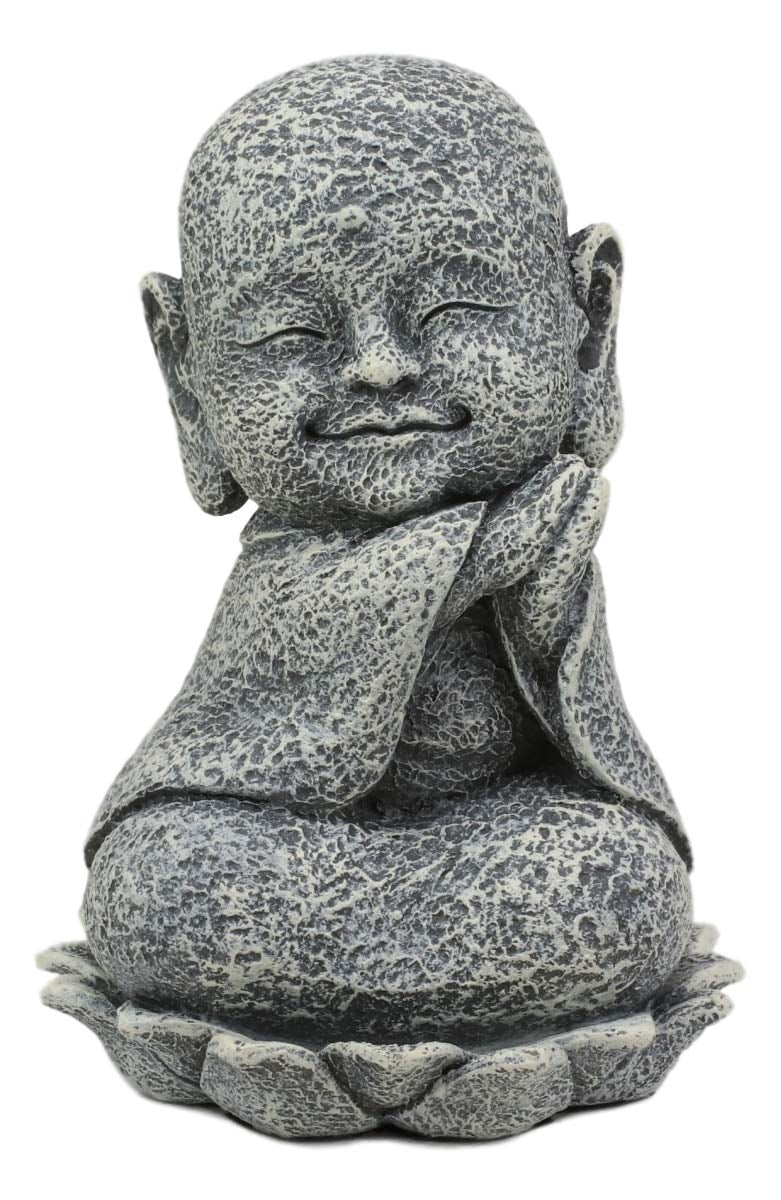 Ebros Zen Meditating Japanese Jizo Monk W/ Tilted Head On Lotus Statue 4