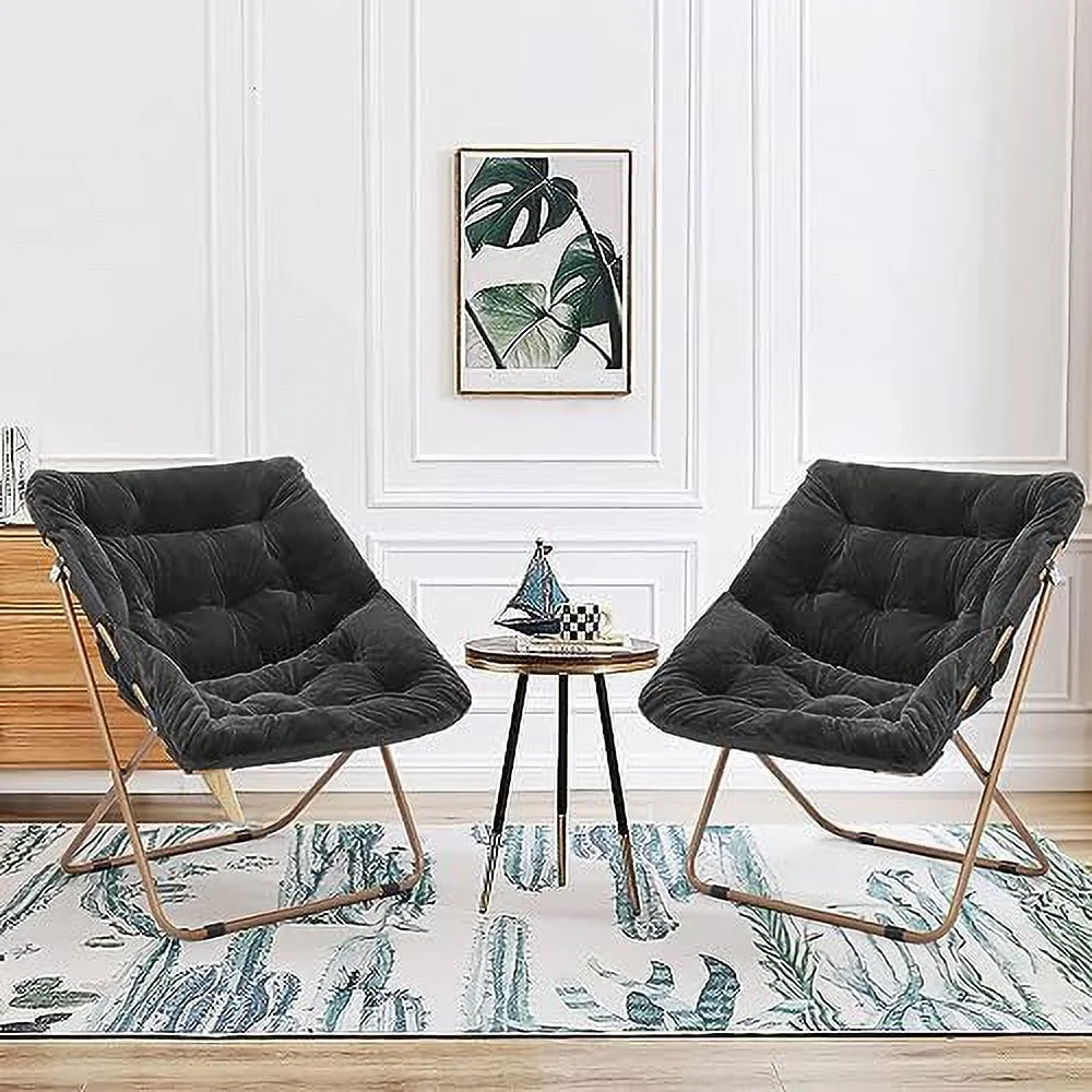 YPDCHB Square Foldable Oversized  Saucer Chair for Adults Large Cozy Chair for Bedroom  White