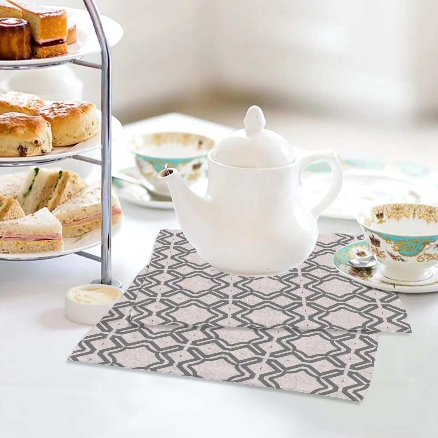 Anyway.go 4 Pack Baby Washcloths - 12 x 12 Inch Super Soft Baby Towels - 100% Cotton Highly Absorbent Wash Cloths for Face and Body,Lace Geometric Ornament