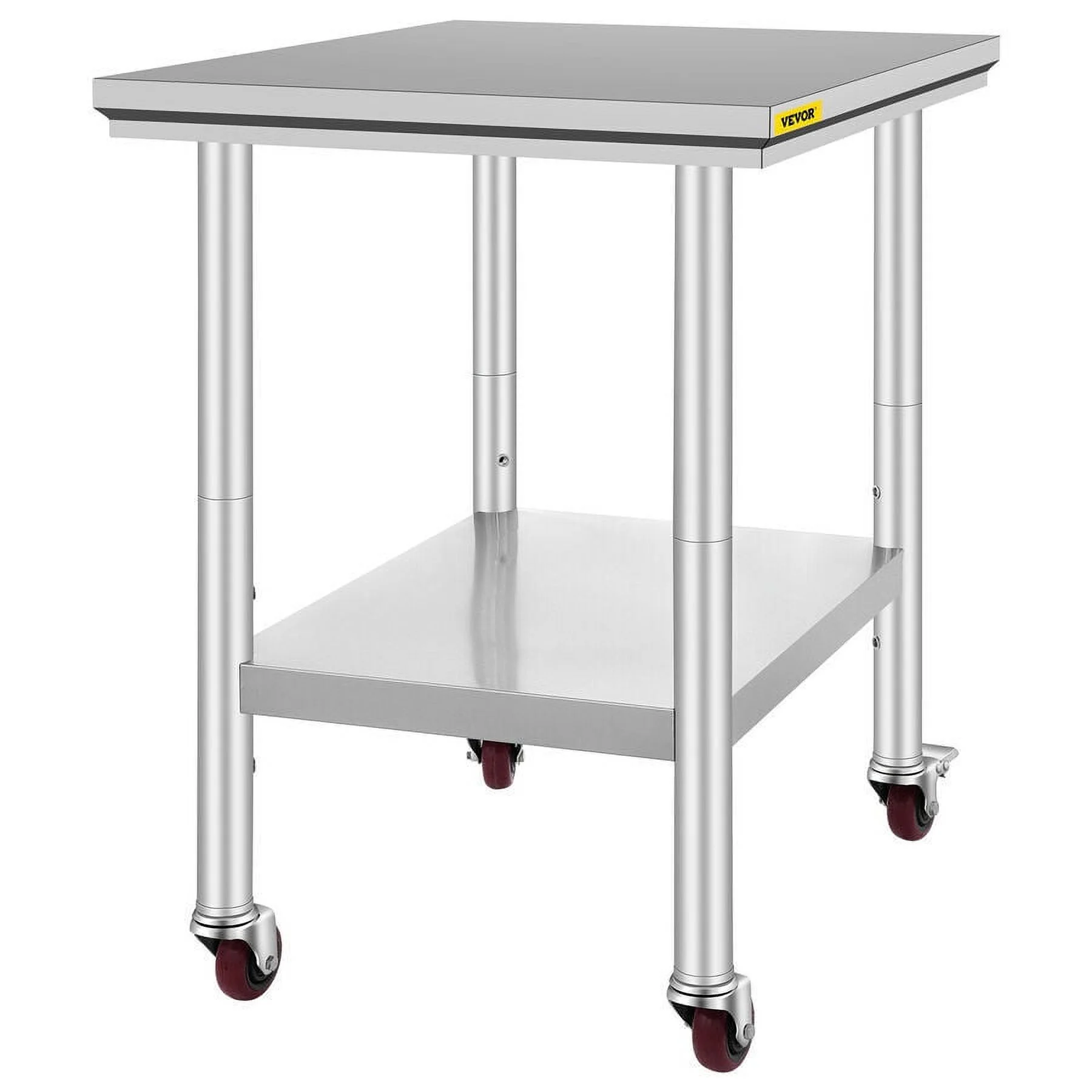 Stainless Steel Table with Casters and Heavy-Duty Undershelf, 30