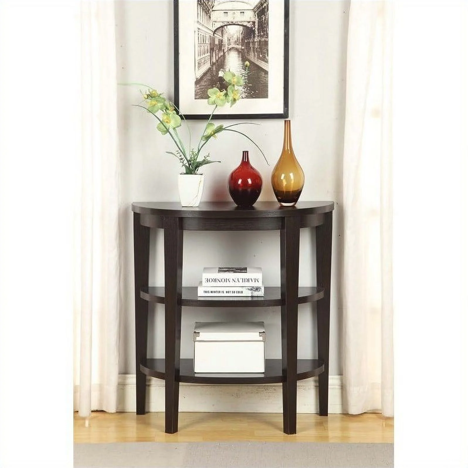 Pemberly Row 3 Shelf Console - Espresso