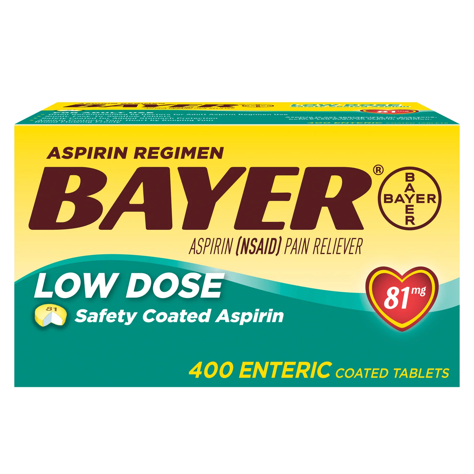 Bayer Aspirin Regimen Low Dose 81 Mg., 400 Enteric Coated Tablets