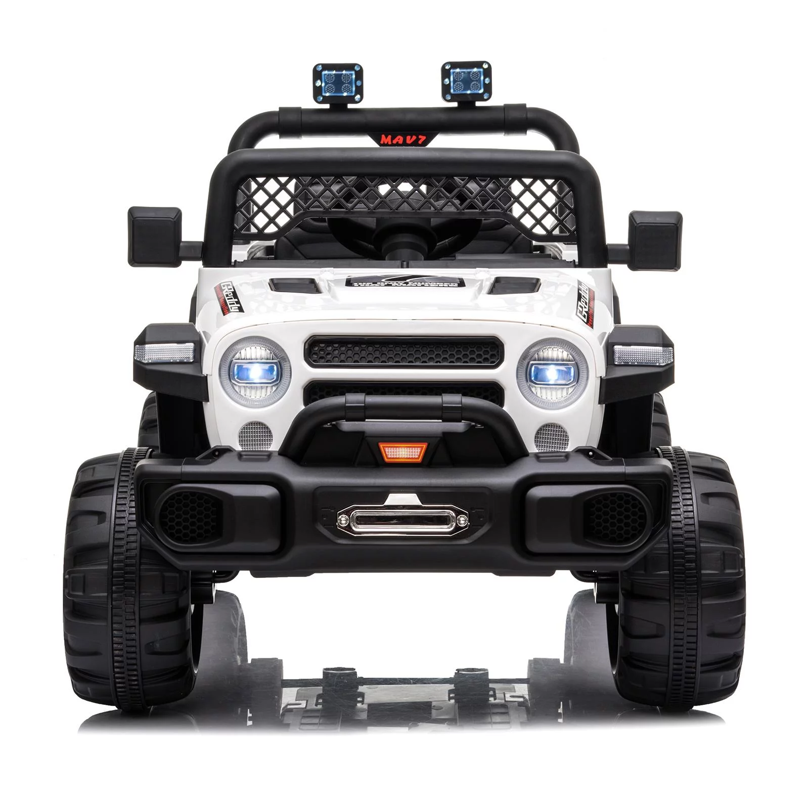 UBesGoo 12V Kids Battery Powered Electric Truck Ride-On Car with RC, Headlights, Music - White