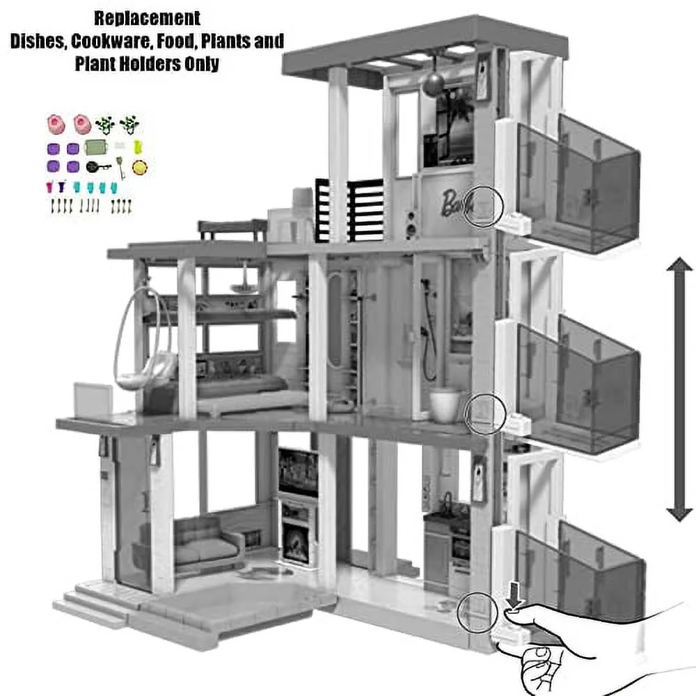Barbie Replacement Parts Doll Dreamhouse - GRG93 ~ Replacement Dishes, Cookware, Food, Plants and Plant Holders