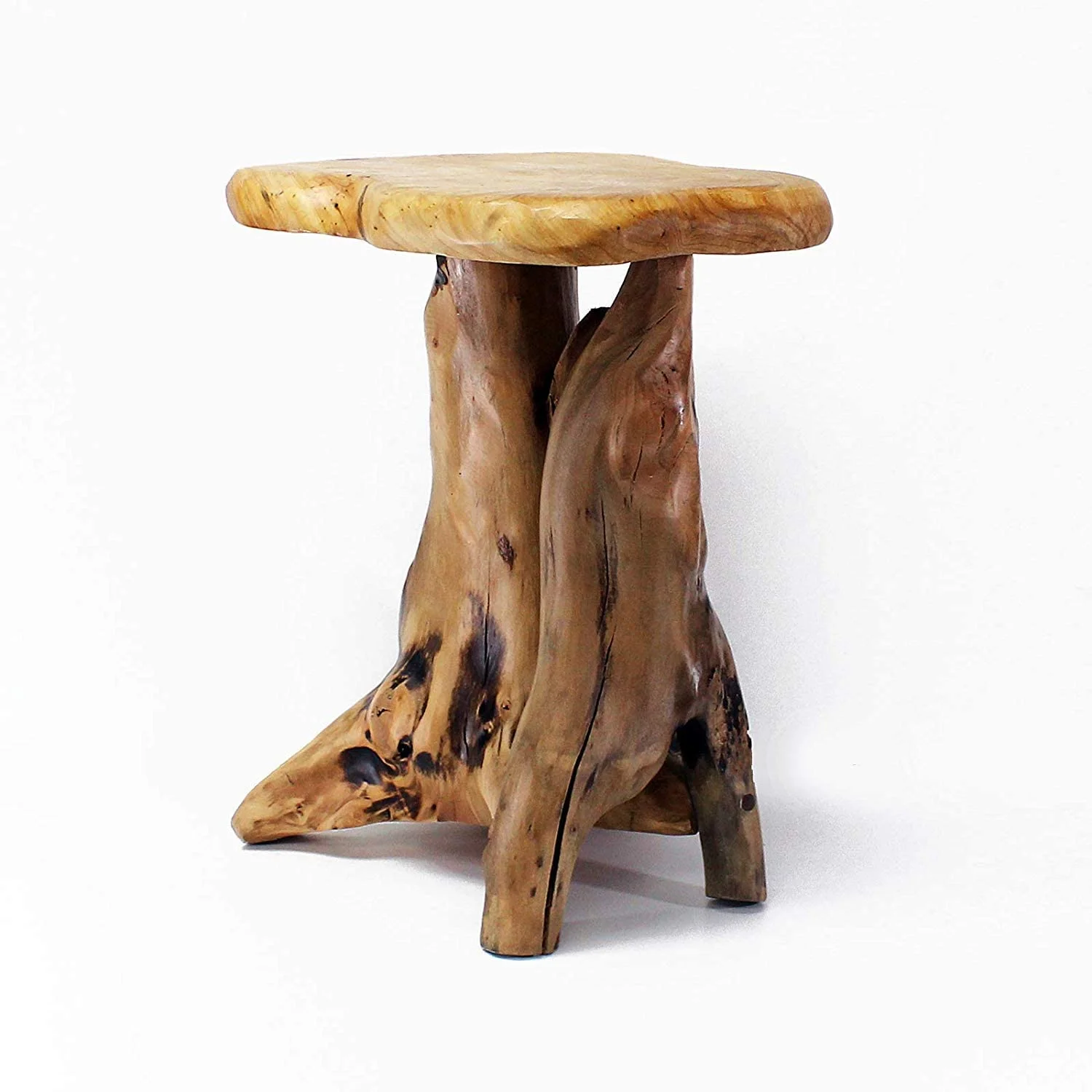 Cedar Root Wood Log Side Table, End Table, Rustic Primitive Natural Live Edge