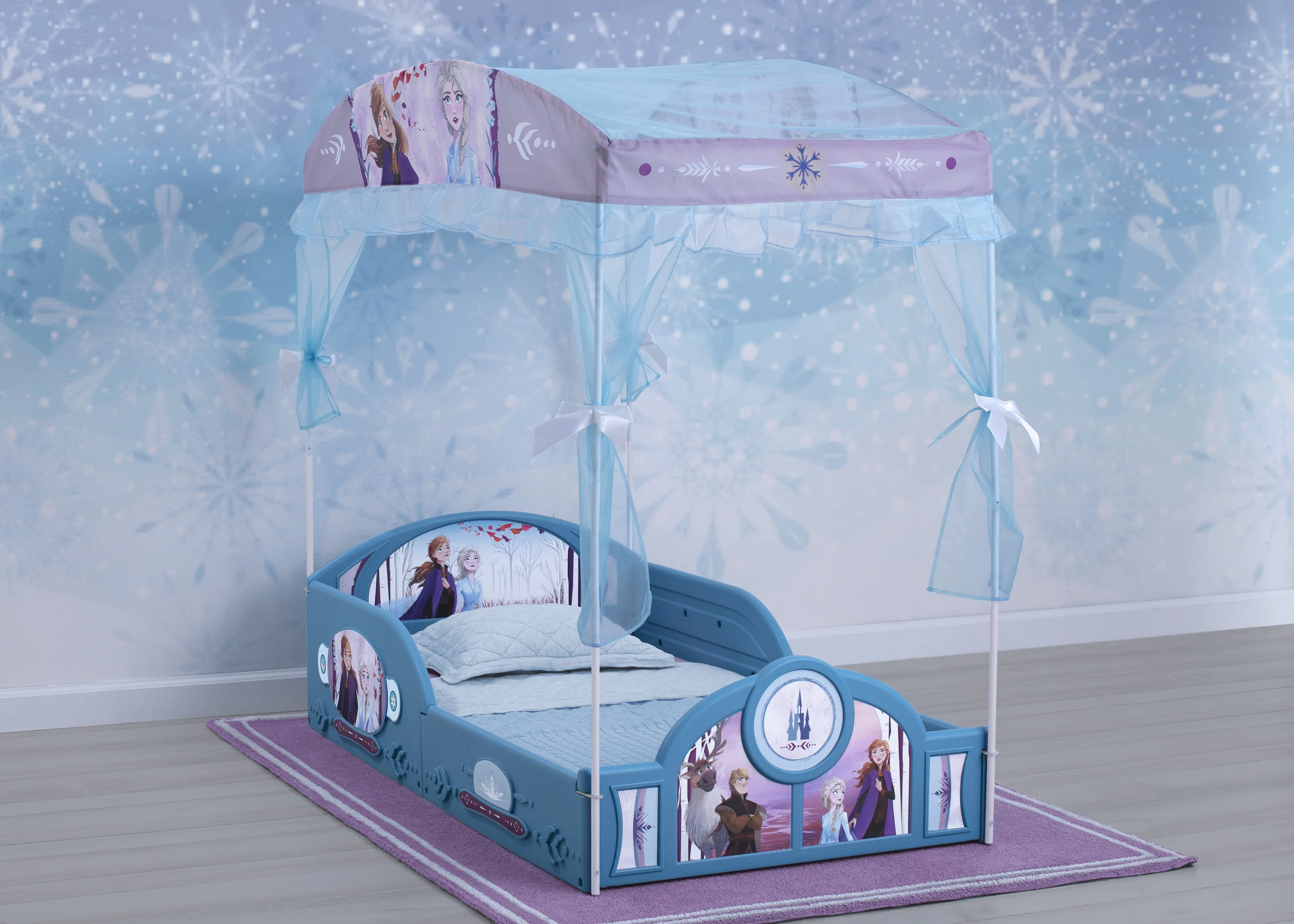 Disney Frozen II Plastic Sleep and Play Toddler Bed with Canopy by Delta Children