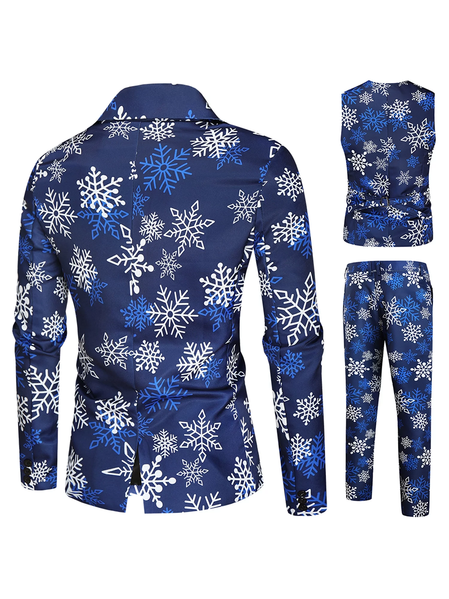 Men's 3 Piece Slim Fit Suit Double Breasted Tuxedo Suits Blazer Pants Vest Suit Set