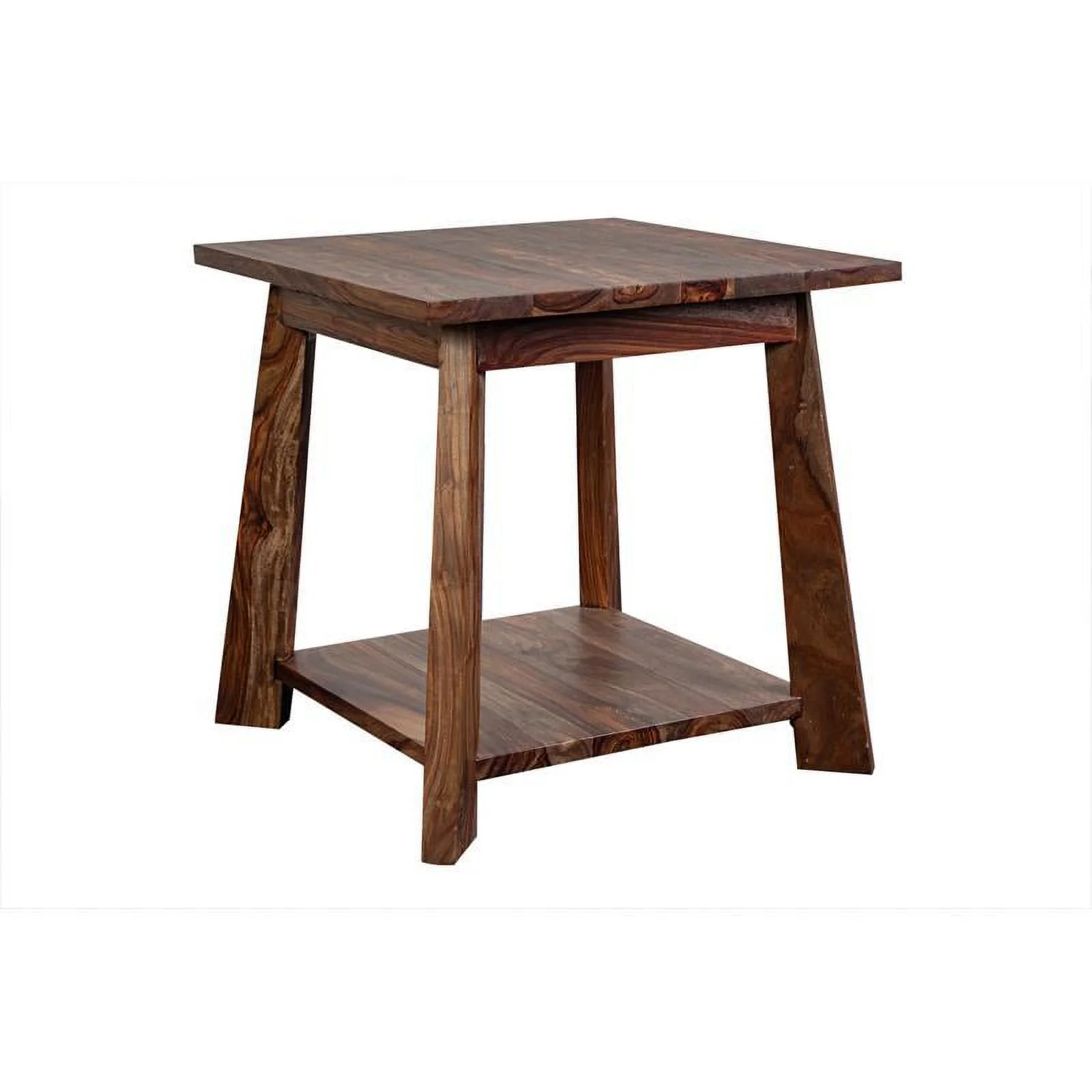 Home Square Solid Sheesham Wood Harvest End Table in Honey - Set of 2