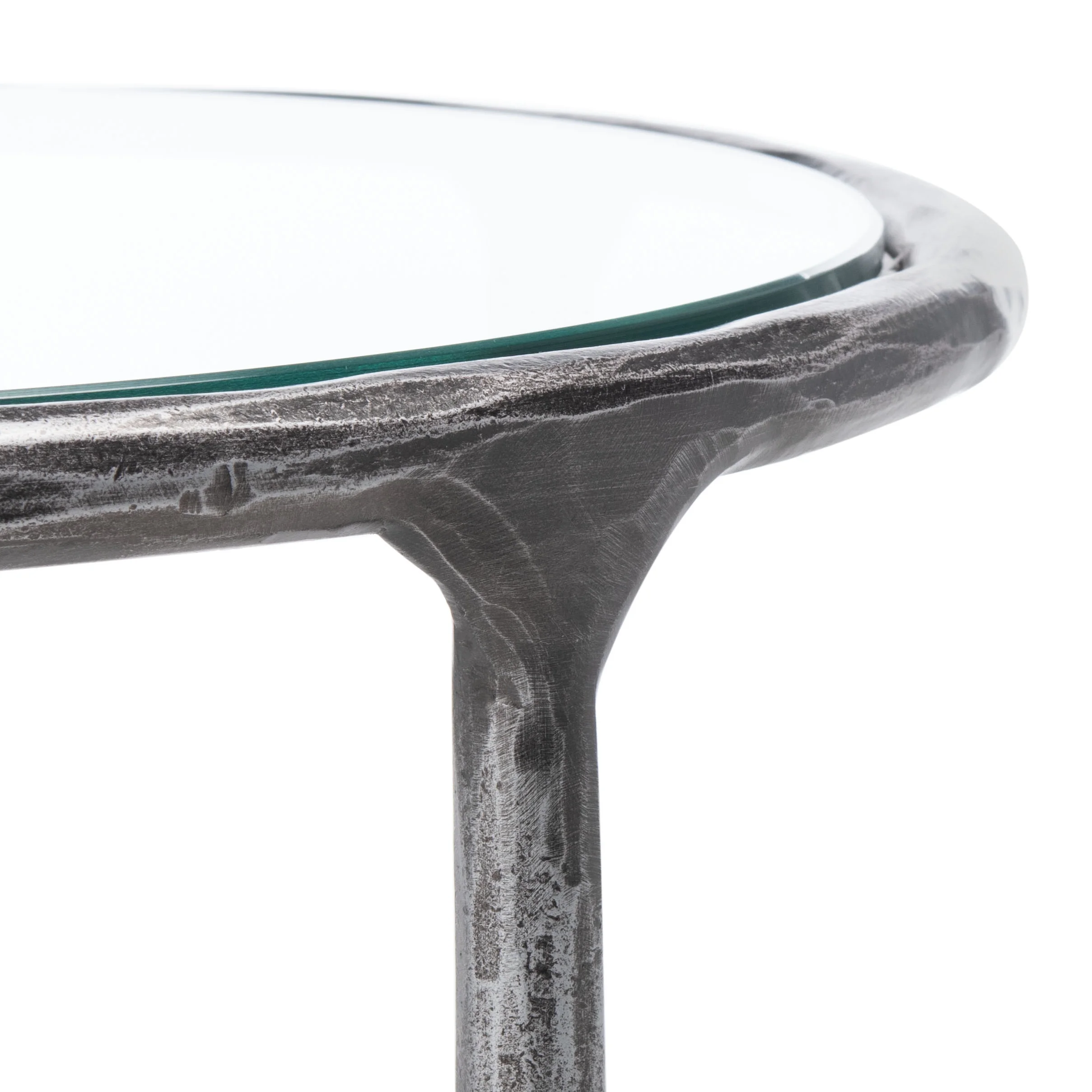 SAFAVIEH Couture Jessa Glam Glass Top Metal Round End Table, Silver