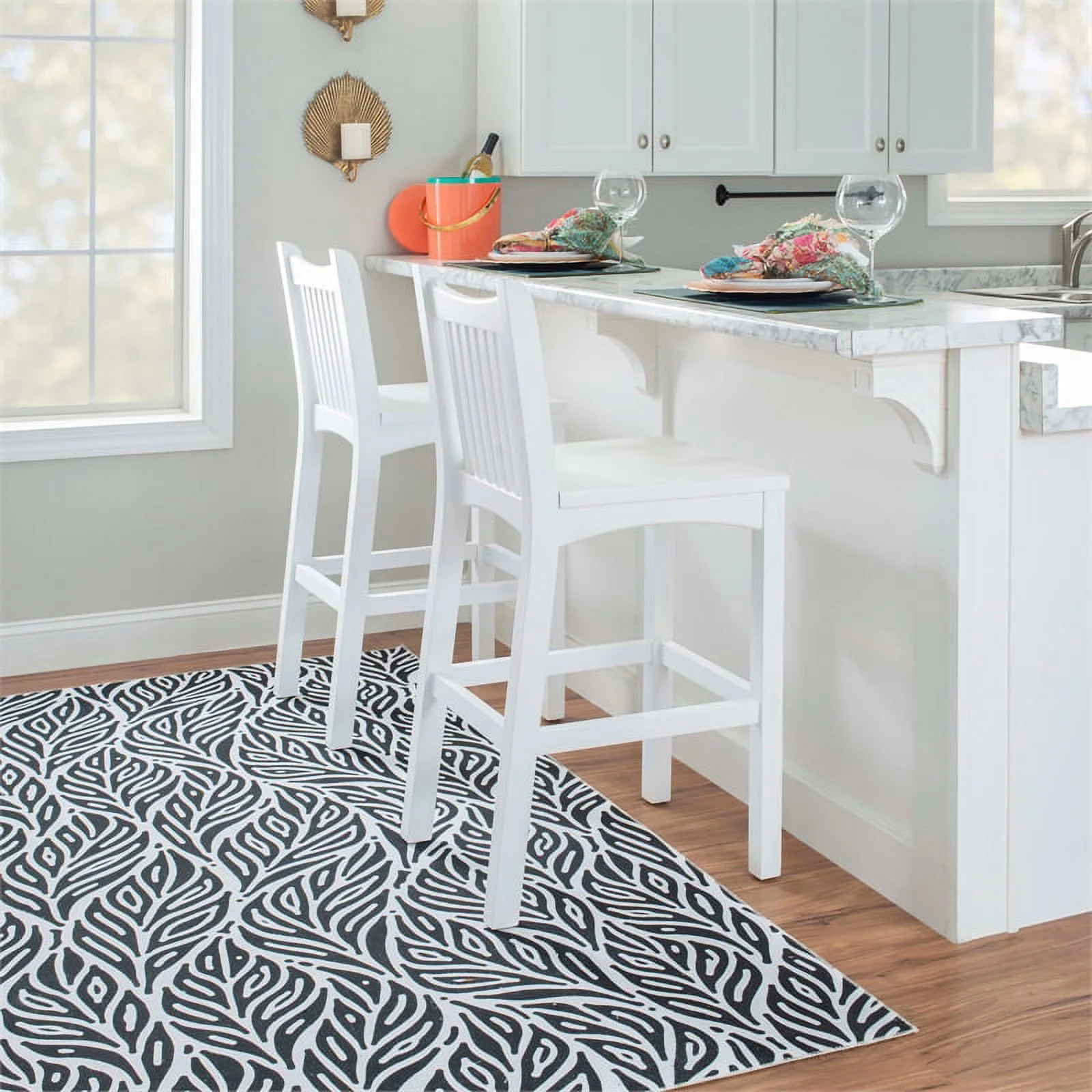 Linon Malvern Solid Wood Commercial Grade Set of Two Barstools in White