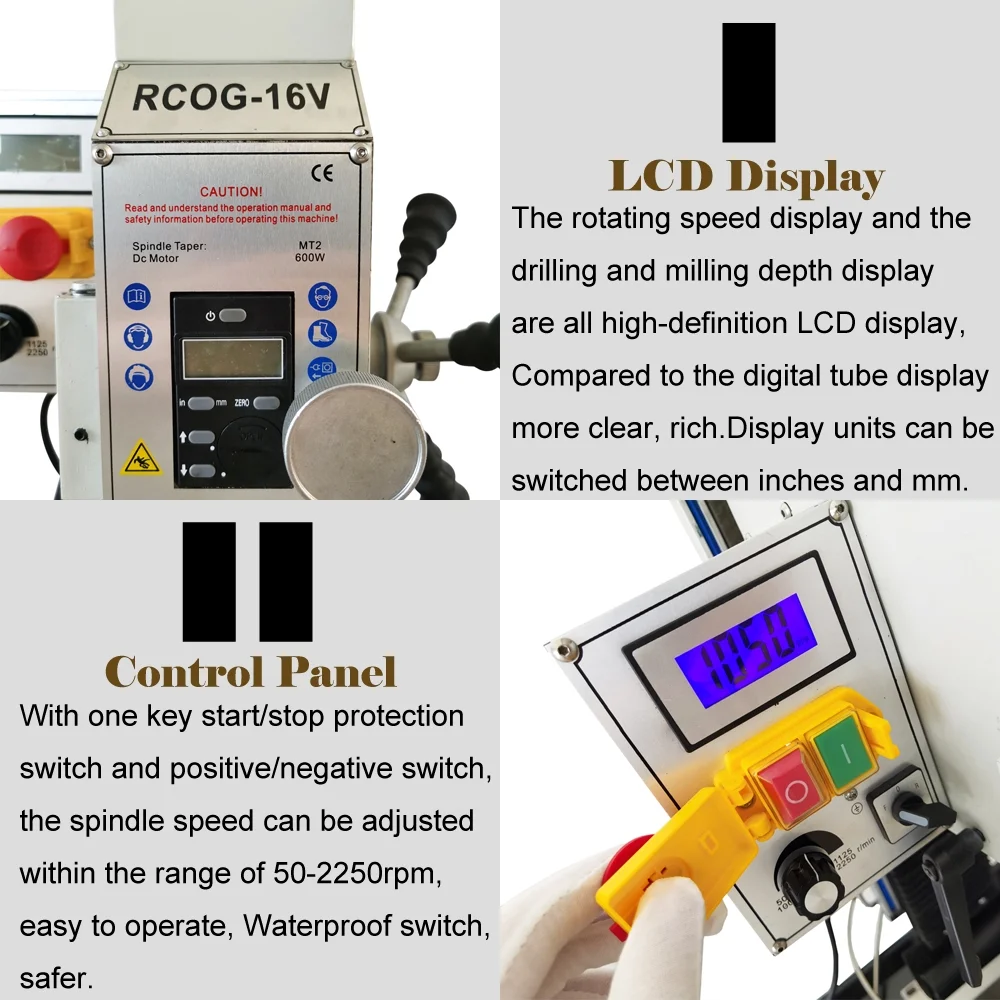 EQCOTWEA Brushless Precision Milling and Drilling Machine Benchtop Horizontal Lathe