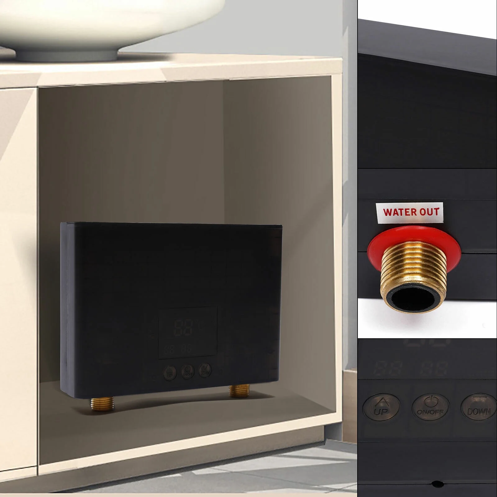 Electric Tankless Home Hot Water Heater Whole House Instant Heating 110V 3000W