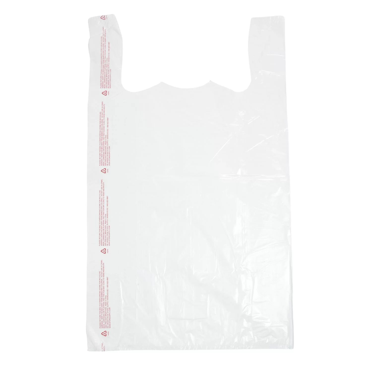 SSWBasics Large White Plastic T-Shirt Bags (Case of 500) - 18