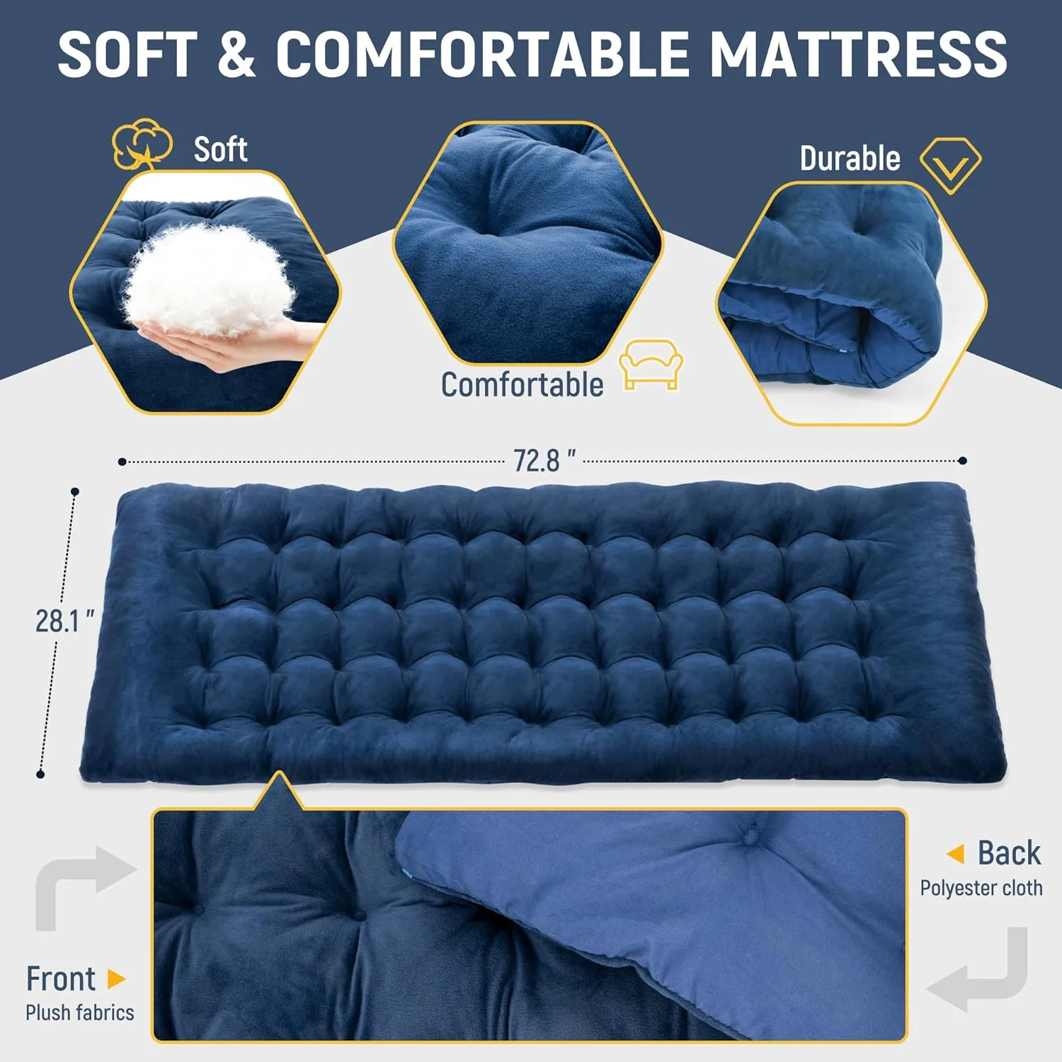 Camping Cot with Cozy Mattress and Pillow - Adjustable 4-Position Folding Cot for Adults, Durable Fabric, Steel Frame, Ideal for Camping, Patio, Spare Bed