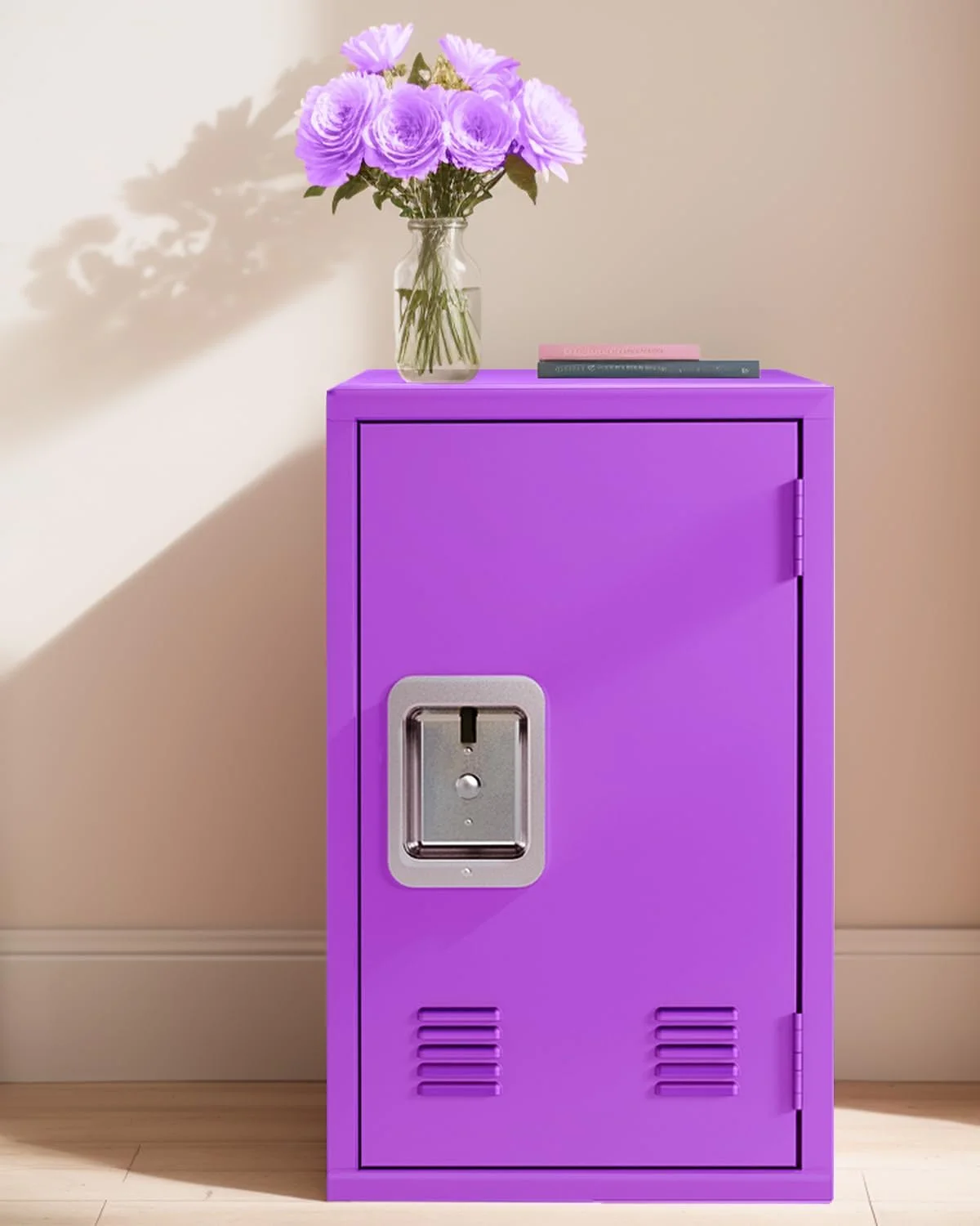 Lockable Steel Storage Cabinet,Locking Metal Small Lockers Cabinets for Living Room,Home Office,Bedroom,Files,Detachable Safe Locker Organizer with Door,15''Dx15''Wx24''H,Pink