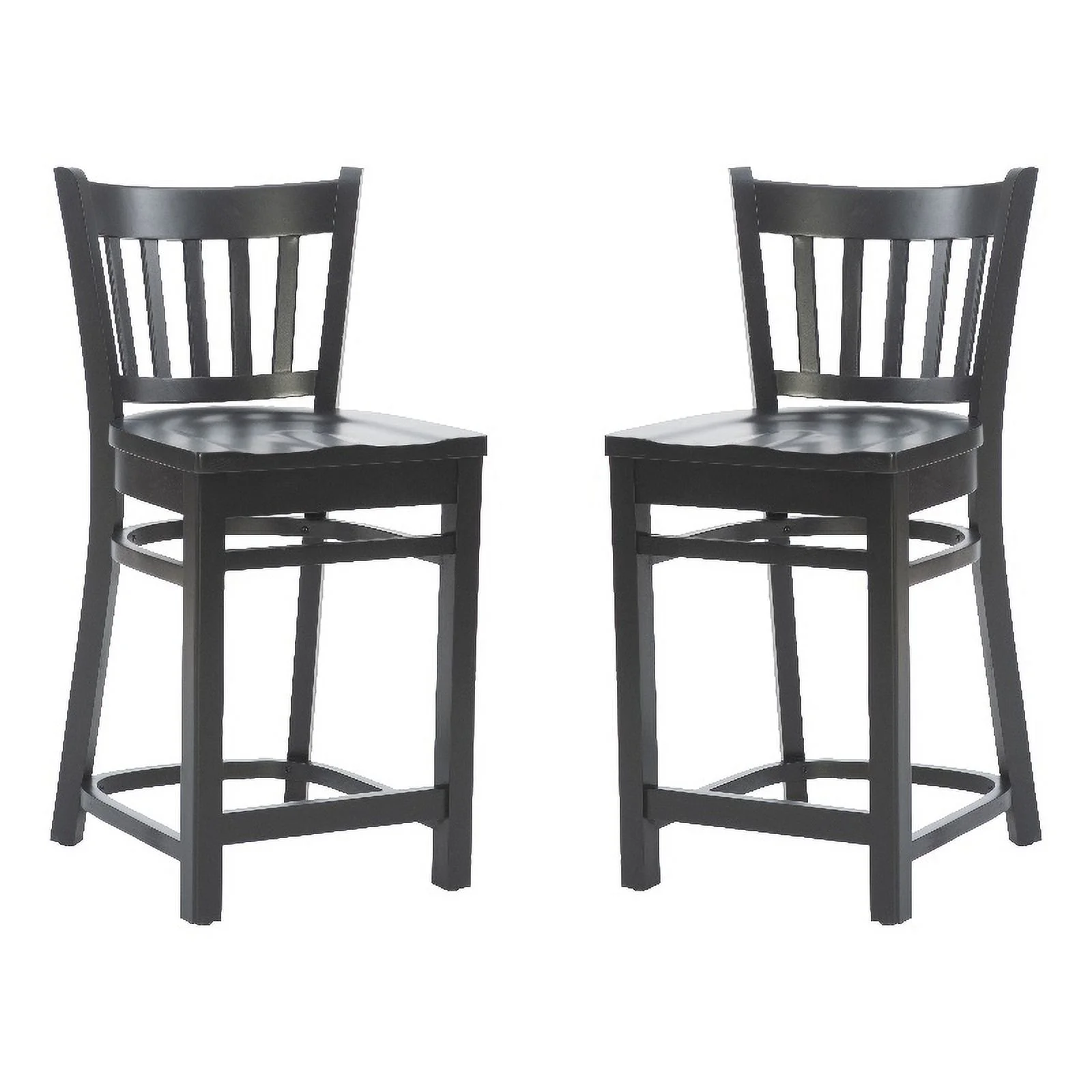 Pemberly Row Solid Beechwood 2 Set Curved Slat Back 24