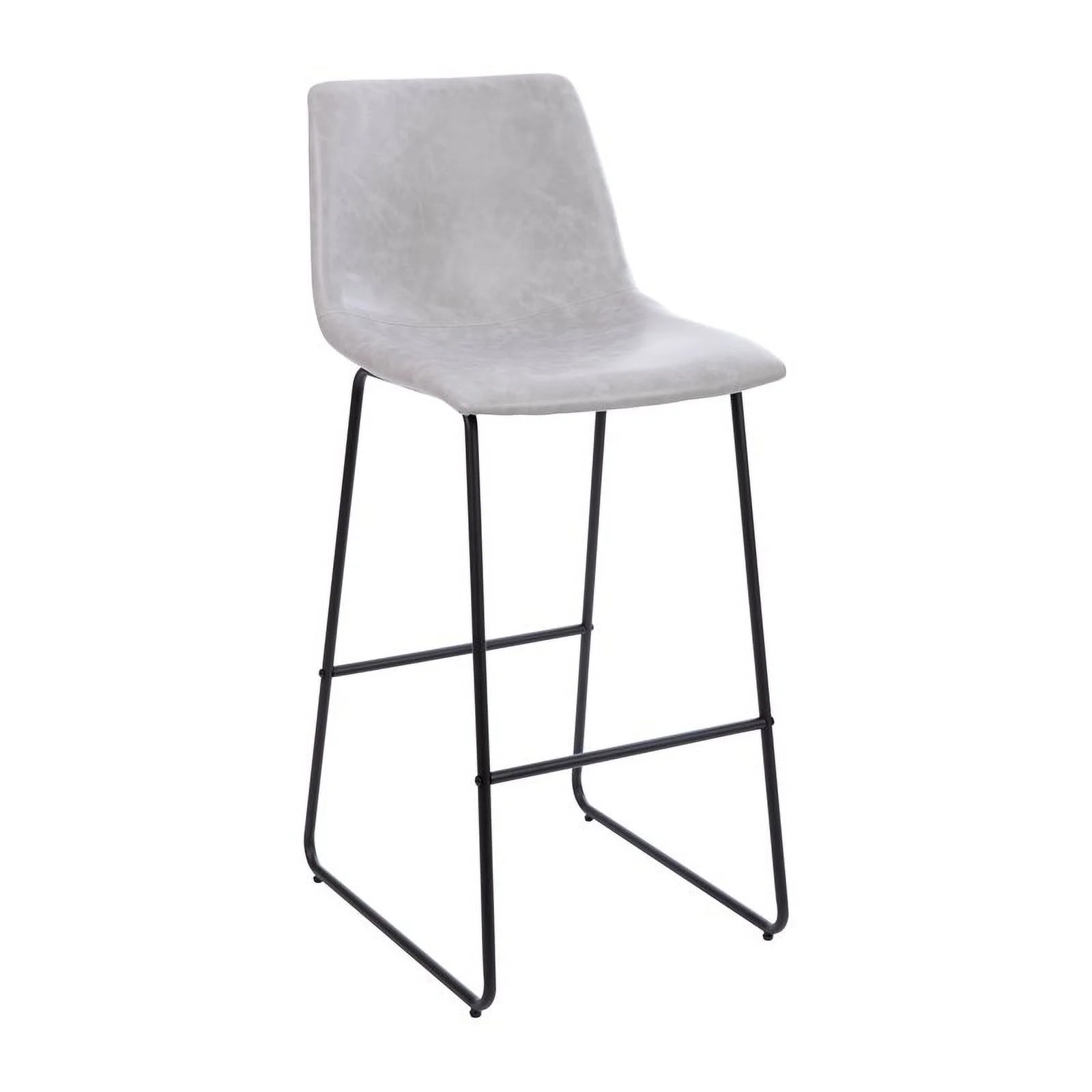 Flash Furniture Reagan Faux Leather Barstool, Light Gray, Set of 2