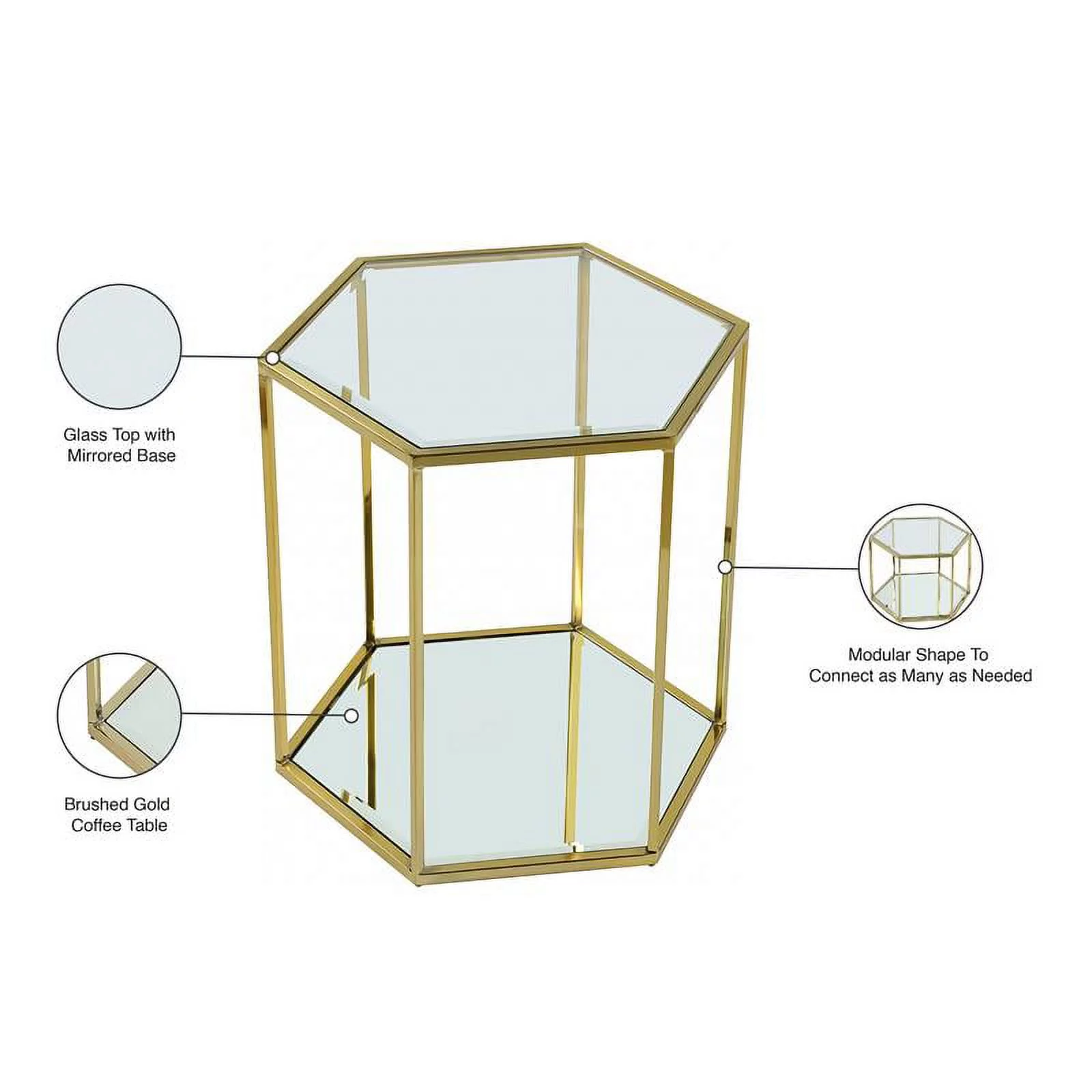 Meridian Furniture Sei Modular Stainless Steel and Glass End Table
