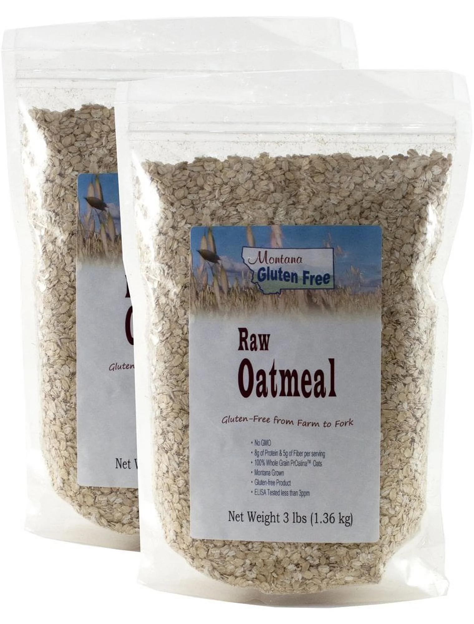 Gluten Free Raw Oatmeal - 2 Pack of 3 Pound Bags