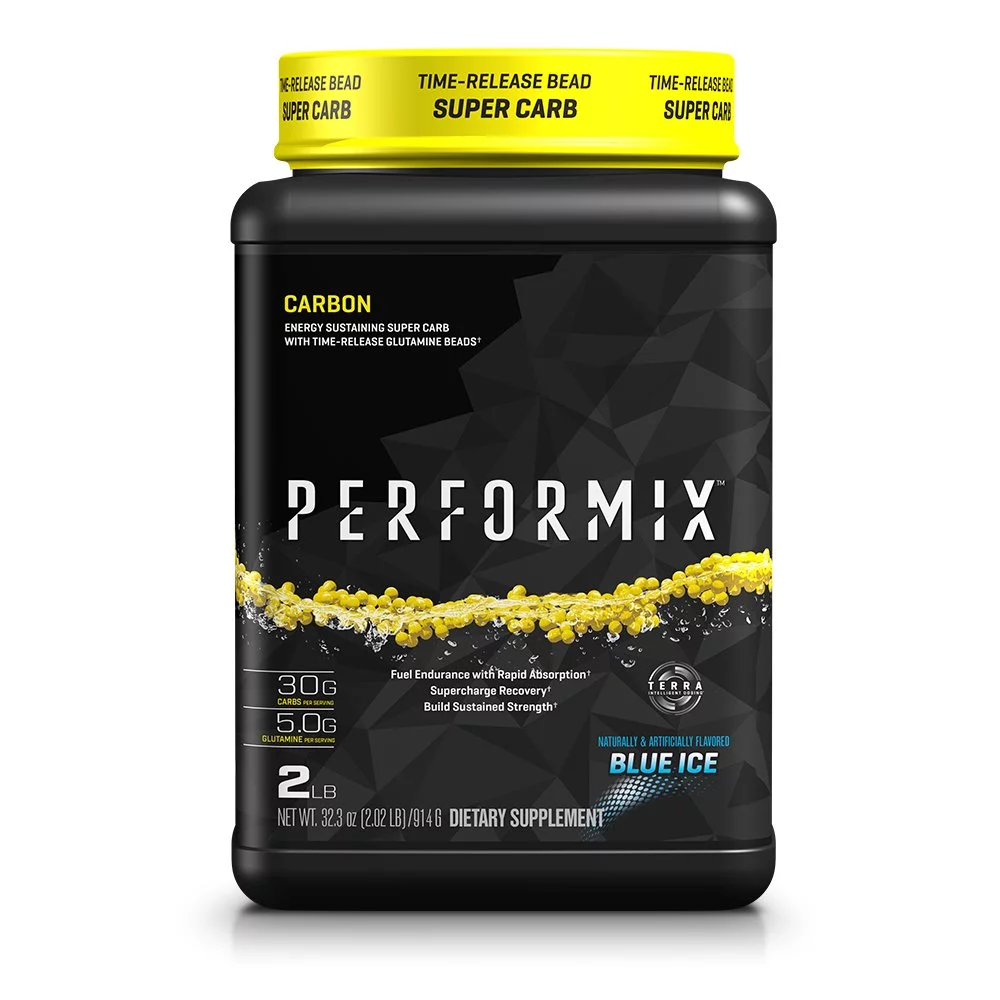 Performix's CARBON | Energy Sustaining Super Carb Powder - With Time-Release Glutamine Beads; Supercharge Recovery; Build Strength; Rapid Absorption | Blue Ice, (2) LBS