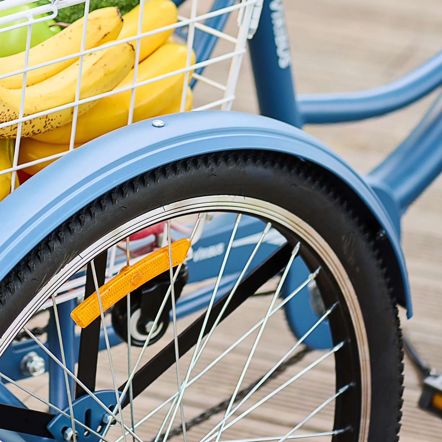 VIRIBUS 7 Speed 26 Inch Tricycle with Flexible Seating and 2 Baskets Matte Blue