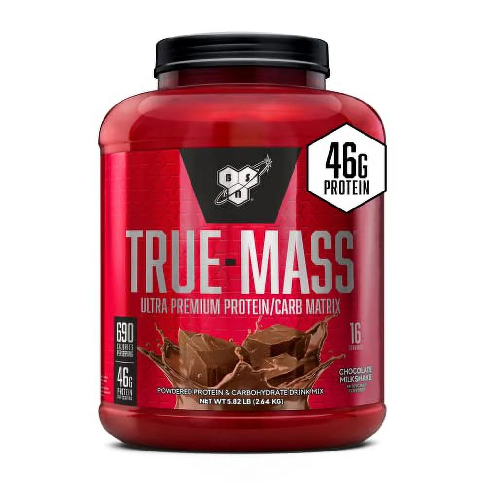 BSN TRUE-MASS Weight Gainer, Muscle Mass Gainer Protein Powder, Vanilla Ice Cream, 5.82 Pound