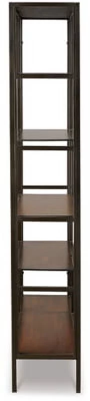 Signature Design by Ashley Frankwell Industrial Geometric 5 Shelf Bookcase, Brown and Black