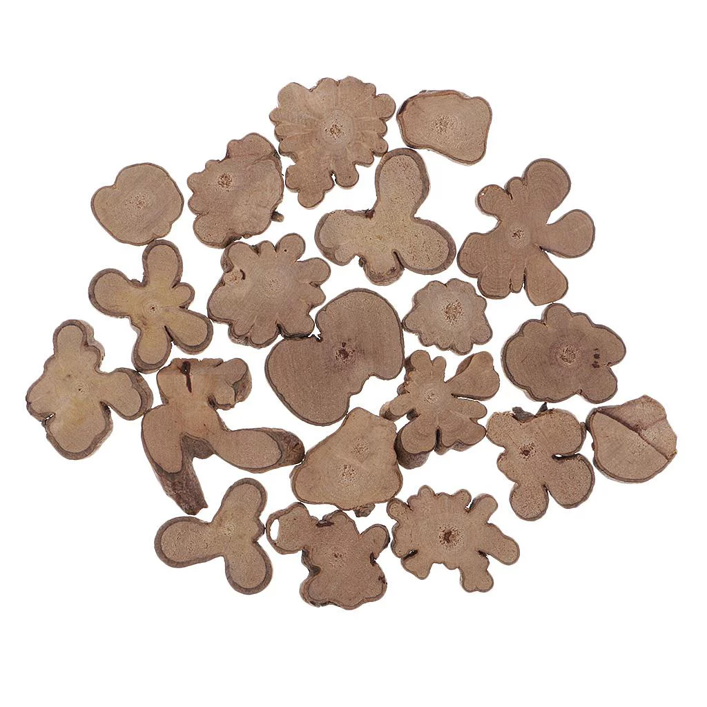 Pack of 20 Bulk Unfinished Natural Wood Cutouts Shapes Wooden Circles Tree Log Slices Craft Supplies Rustic Wedding Centerpieces Table ration Country Party Supplies