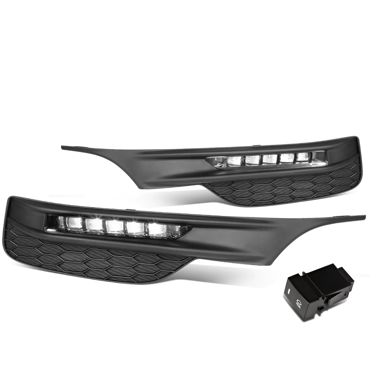 DNA Motoring FL-ZTL-257-CH For 2016 to 2017 Honda Accord Front Bumper LED Fog Light Lamp+Bezel+Switch Clear Lens