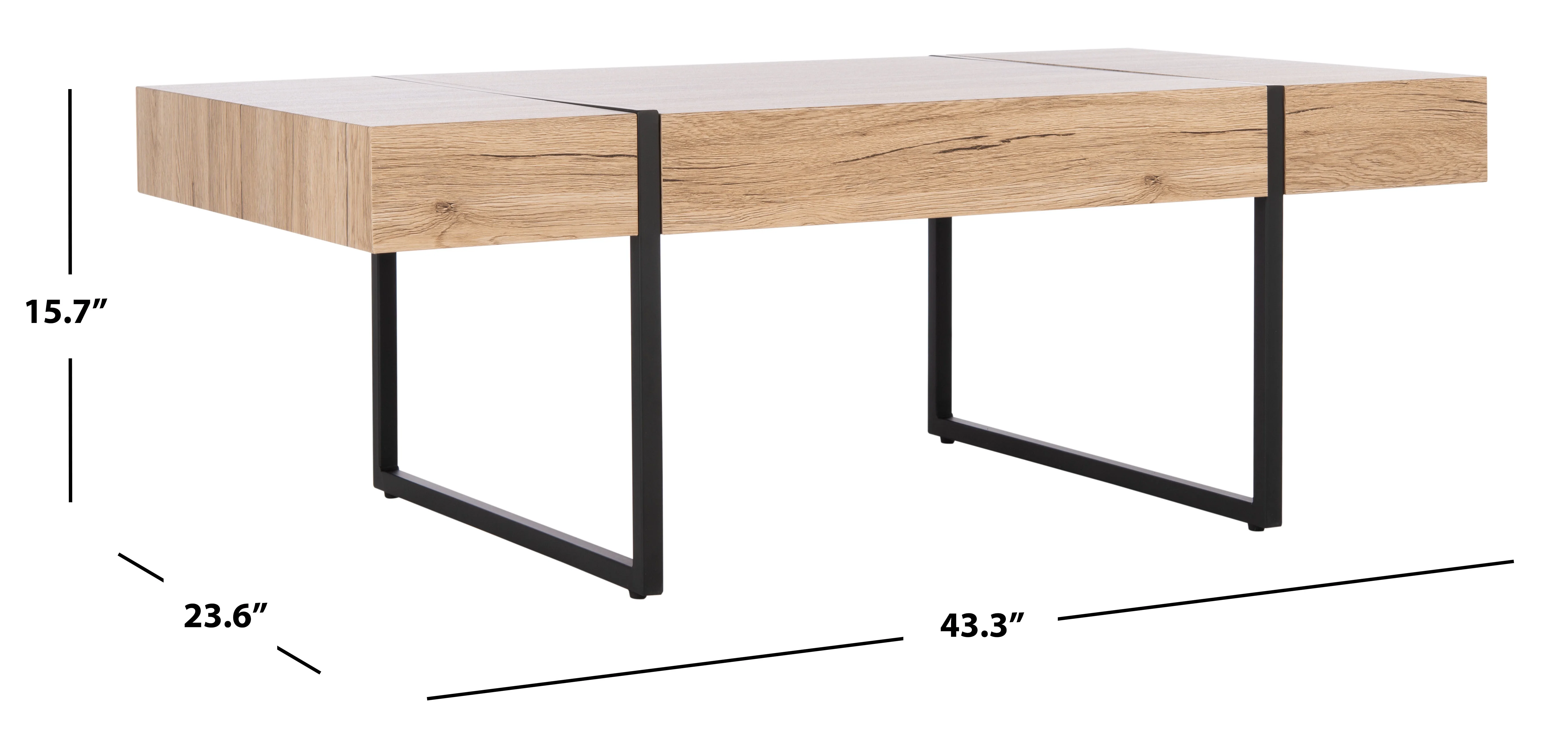 SAFAVIEH Tristan Rectangular Modern Coffee Table, Natural/Black