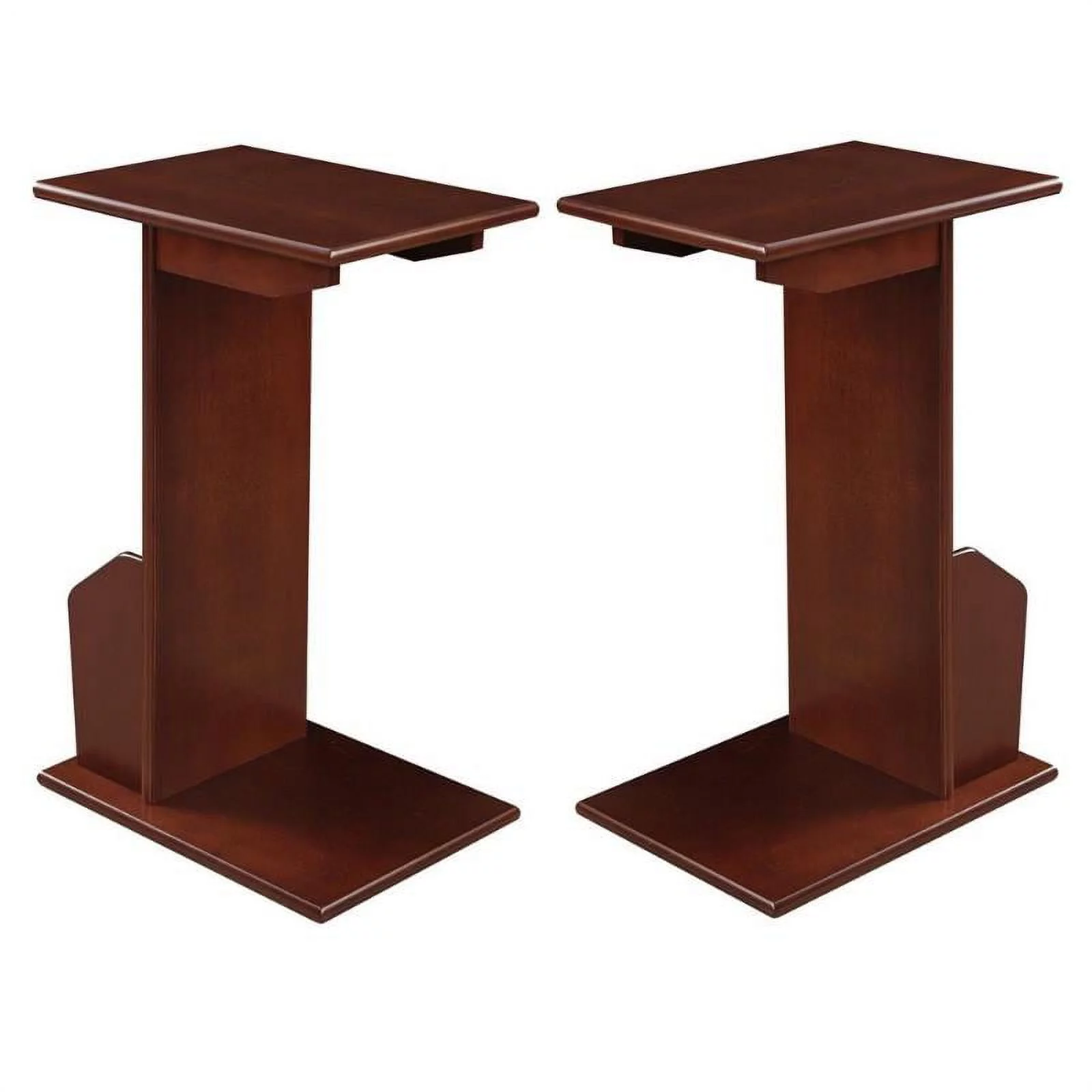 Home Square End Table in Espresso Mahogany Wood Finish - Set of 2