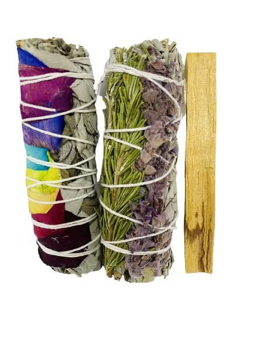 Bholi Sage Plus Sage Smudge Kit for Cleansing Home and Negative Spirits, Variety Pack of 7 Chakras