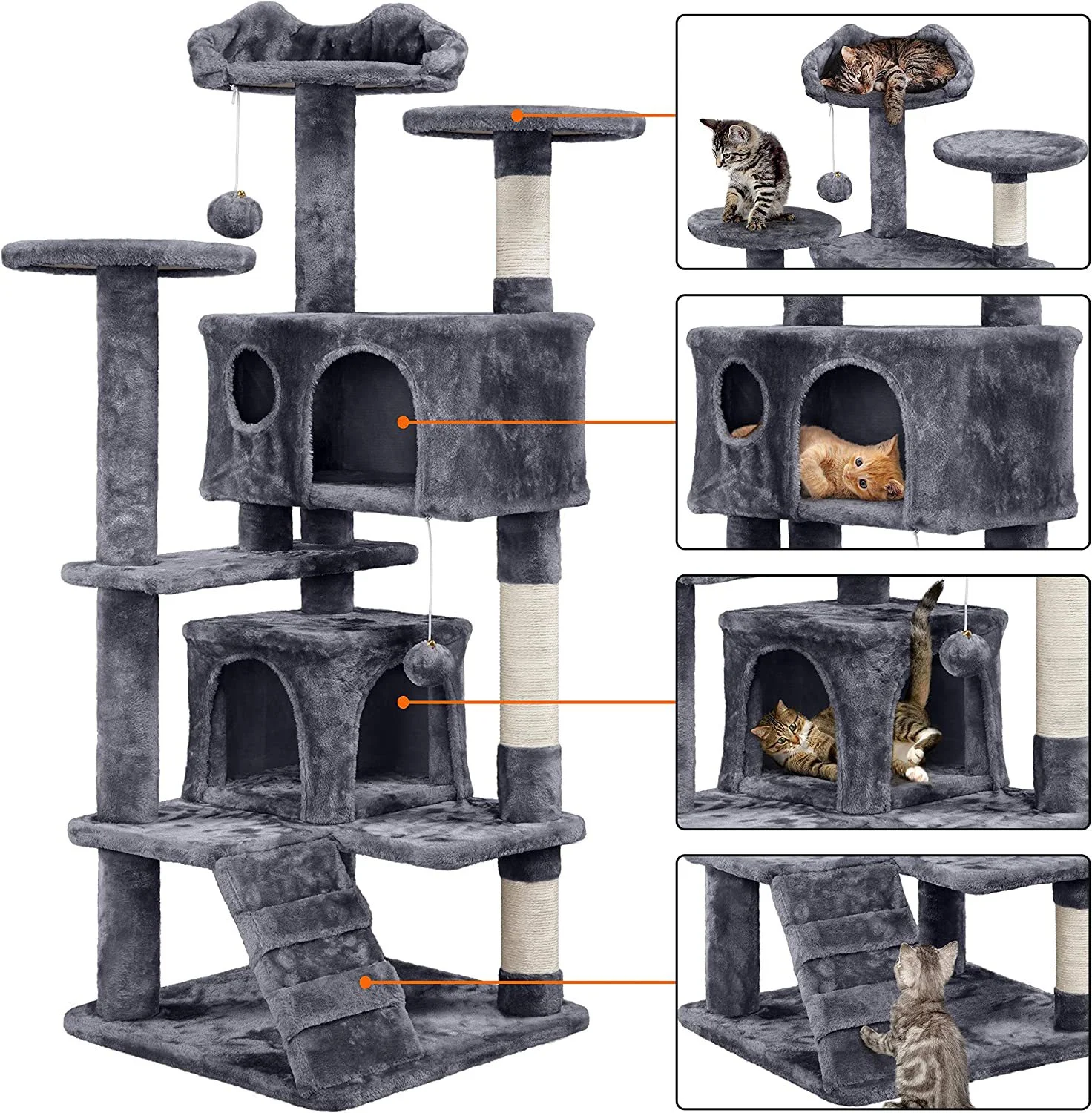 54in Cat Tree Tower Condo Furniture Scratch Post for Kittens Pet House Play