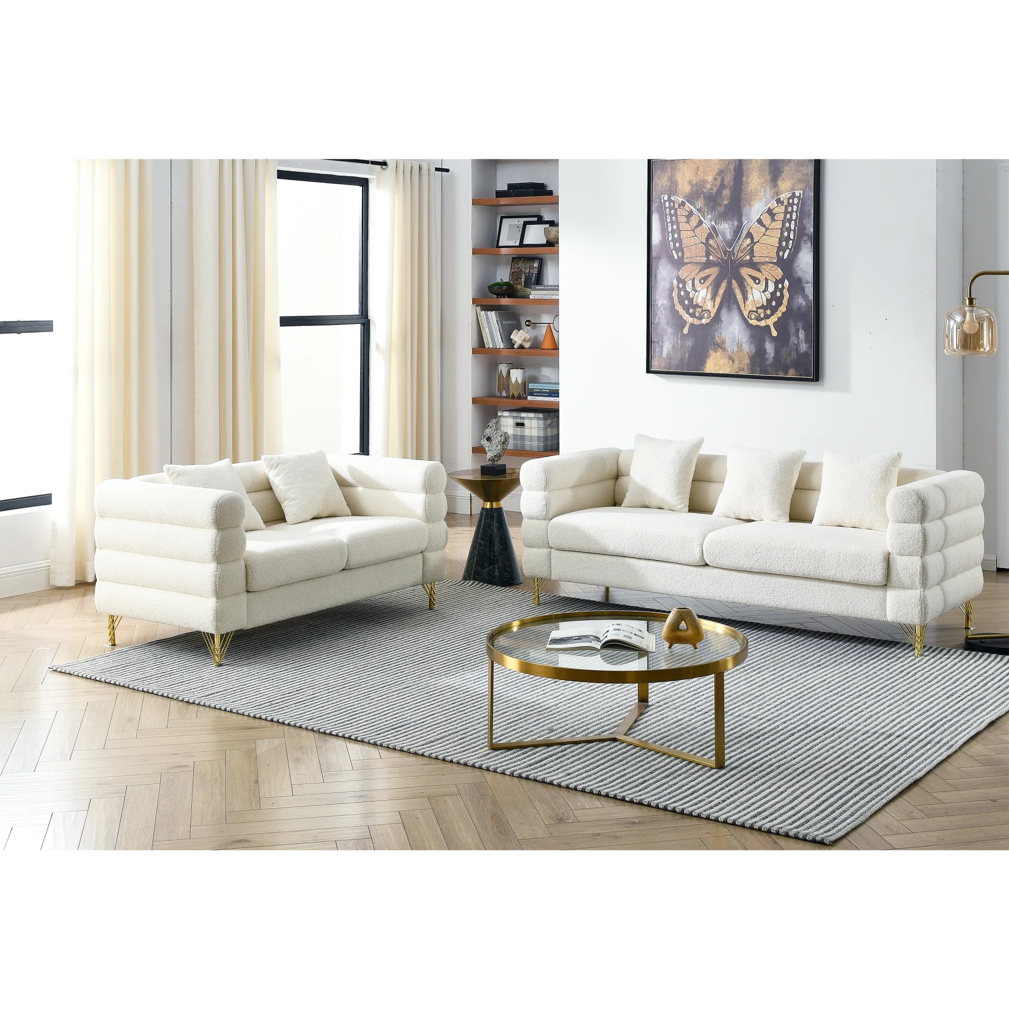 Luxurious White Teddy (Ivory) Sofa Set: Plush 3-Seater and 2-Seater Combo for Elegant Comfort in Any Living Space