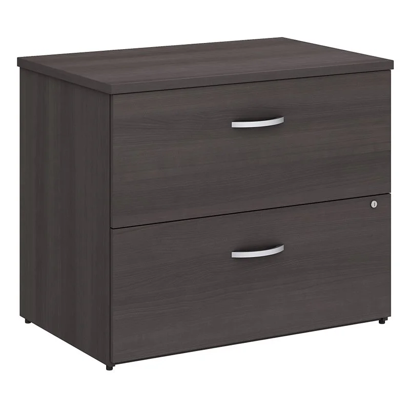 Home Square 2 Drawer Lateral Wood Filing Cabinet Set in Storm Gray (Set of 2)