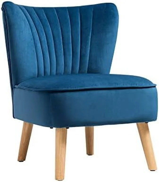 SQFGHB  Upholstered Accent Chair  Modern Velvet Armless Accent Chair w/Solid Rubber Wood Legs  Leisure Wingback Sofa Chair w/Thick Sponge Sofa  Side Chair for Living Room  Bedroom (1  Tu