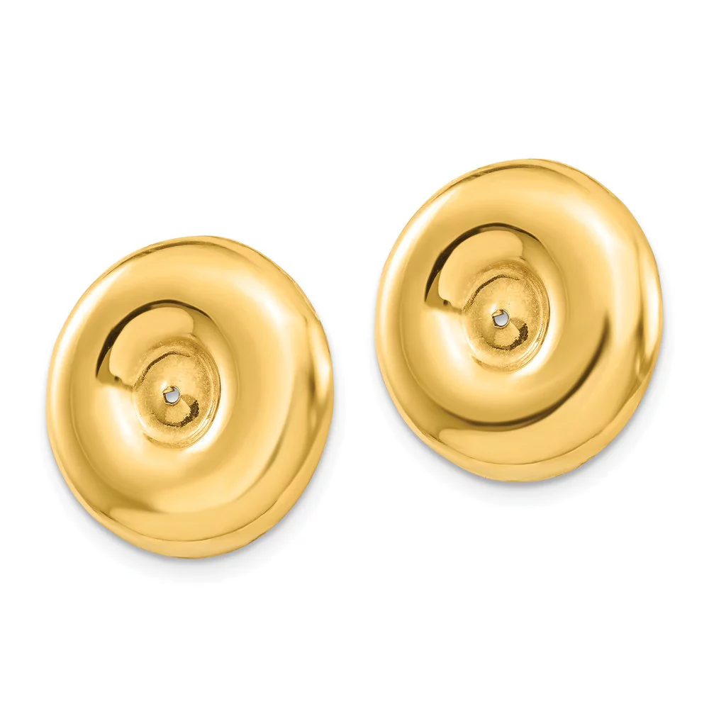14k Yellow Gold Polished Round Fancy Earring Jackets 17x17 mm