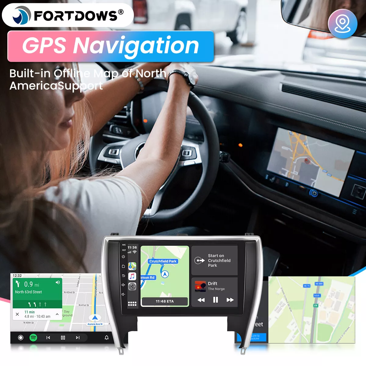 For 2015-2017 Toyota Camry Radio Car Carplay Android GPS Navigation 2+32GB