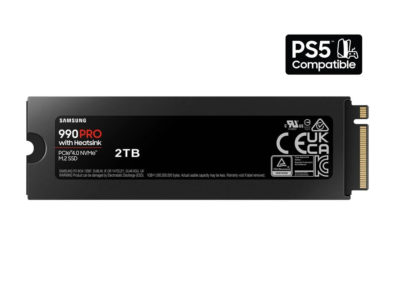 SAMSUNG SSD 990 PRO with Heatsink 2TB, Internal PCIe 4.0, Compatible with PlayStation 5 (MZ-V9P2T0GW)