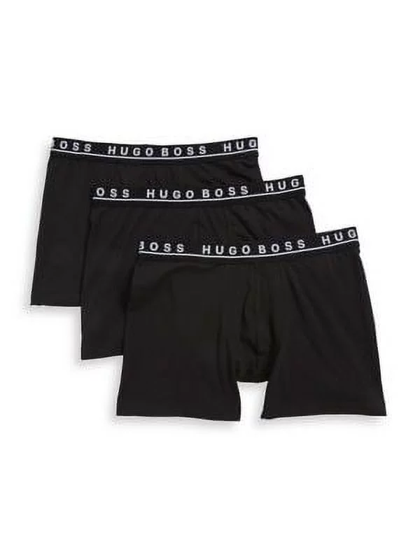 Men's Boss Hugo Boss 0325404 Essential Cotton Stretch Boxer Briefs - 3 Pack (Black M)