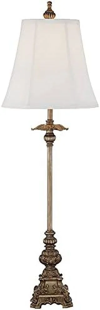 JYHOME Juliette Traditional French Country Buffet Table Lamps 36.5" Tall  Glam Luxury Style Gold Candlestick Black Fabric Bell Shade for Living Room House Home Entryway