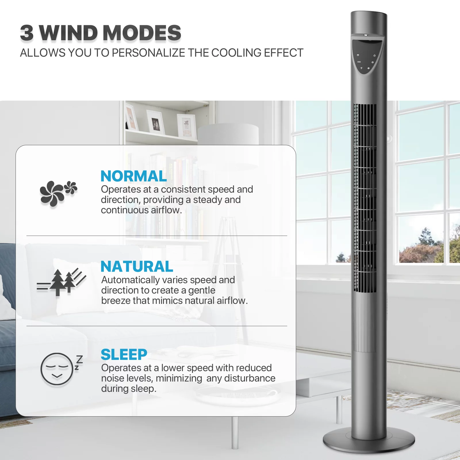 mollie Tower Fan for Home, 70 Oscillating Fan, 47