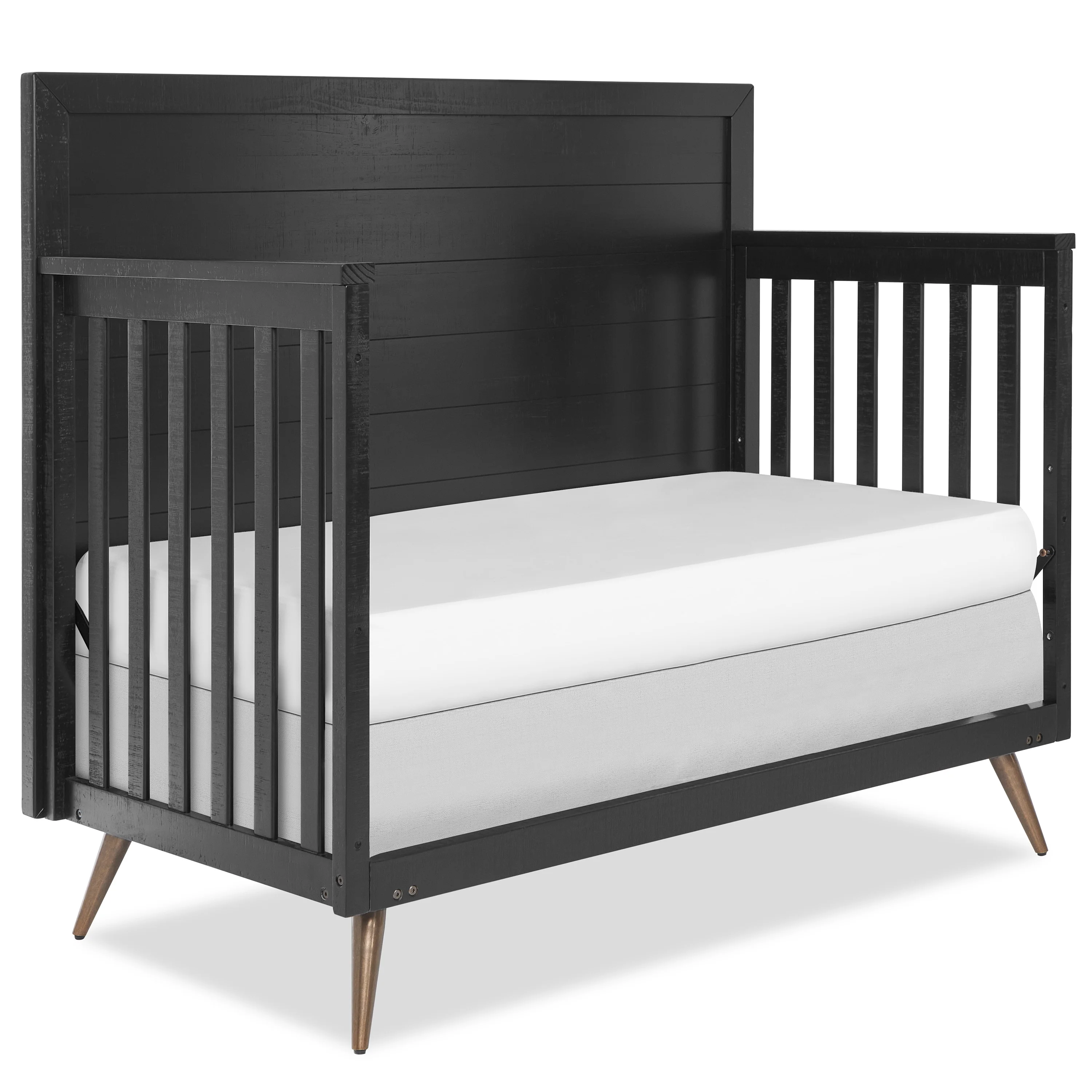 Evolur Stilnovo Mid Century 4 In 1 Convertible Crib In Onyx Black