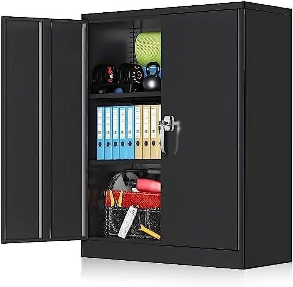 YPDCHB Metal  Cabinet  72" Black Locking  Cabinets with Doors and 4 Shelves  Tall Tool  Cabinet for Garage  Steel Lockable File Cabinet Metal Locker for Home Office  Classroom
